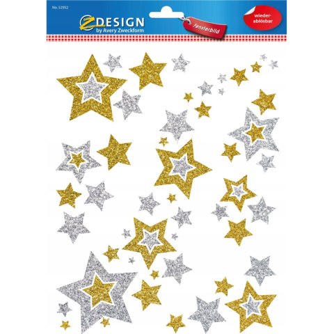 Naklejki foliowe Z-Design na okno - złote i srebrne gwiazdki 52952 AVERY ZWECKFORM Naklejki foliowe Z-Design na okno - złote i srebrne gwiazdki 52952 AVERY ZWECKFORM