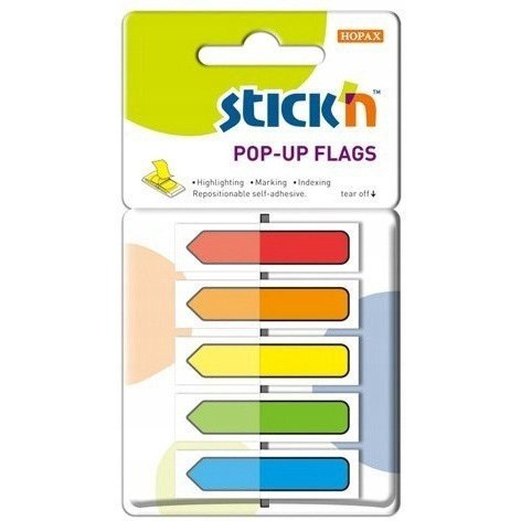 Zakładki indeksujące w podajniku, 45x12mm z nadrukiem - strzałka (150sztuk) 26003 STICK`N Zakładki indeksujące w podajniku, 45x12mm z nadrukiem - strzałka (150sztuk) 26003 STICK`N