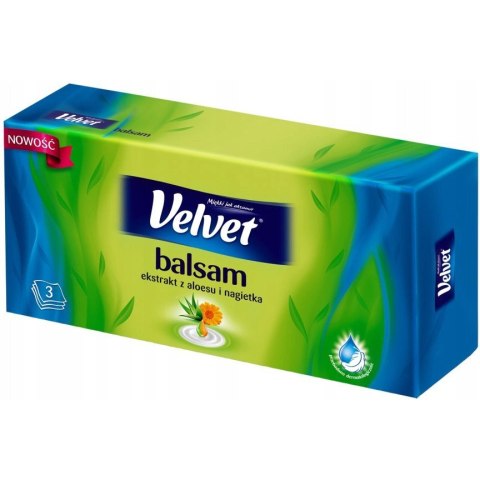 Chusteczki VELVET BALSAM (70 sztuk) 3 warstwy ekstrakt z Aloesu i Nagietka Chusteczki VELVET BALSAM (70 sztuk) 3 warstwy ekstrakt z Aloesu i Nagietka