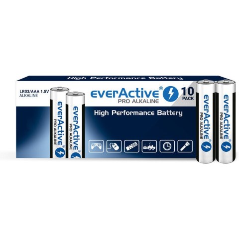 Bateria EVERACTIVE Pro Alkaline AAA/LR03 alkaliczna pudełko (10szt) Bateria EVERACTIVE Pro Alkaline AAA/LR03 alkaliczna pudełko (10szt)