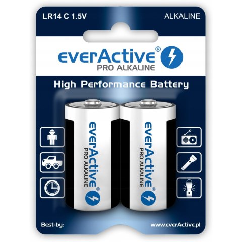 Bateria EVERACTIVE Pro Alkaline C/LR14 alkaliczna blister (2szt) Bateria EVERACTIVE Pro Alkaline C/LR14 alkaliczna blister (2szt)