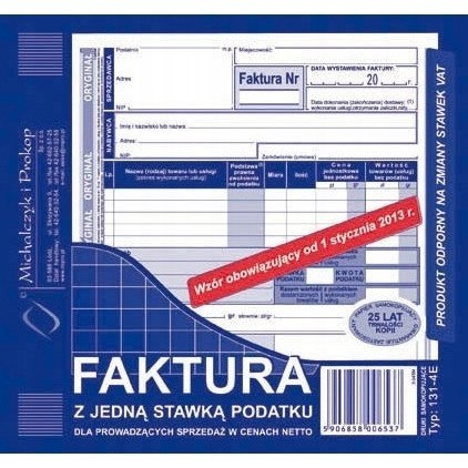 131-4E Faktura z jedną stawką podatku sprzedaż w netto 2/3A5 Michalczyk i Prokop 131-4E Faktura z jedną stawką podatku sprzedaż w netto 2/3A5 Michalczyk i Prokop