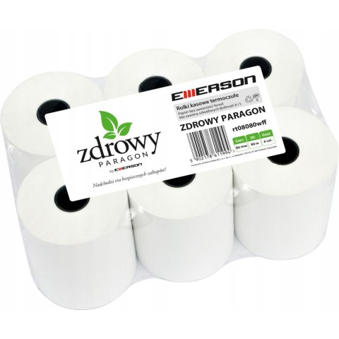 Rolki termiczne 80mmx80m (6szt) EMERSON rt08080wkff zdrowy paragon Rolki termiczne 80mmx80m (6szt) EMERSON rt08080wkff zdrowy paragon