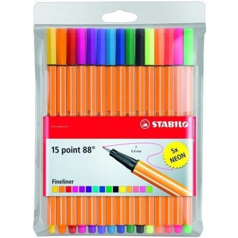 Cienkopis STABILO point 88 komplet 15szt. w tym 5 neonowych 8815-1 Cienkopis STABILO point 88 komplet 15szt. w tym 5 neonowych 8815-1
