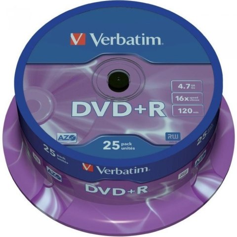 Płyta DVD+R 4,7GB VERBATIM cake (25szt) 16x Matt Silver 43500 Płyta DVD+R 4,7GB VERBATIM cake (25szt) 16x Matt Silver 43500