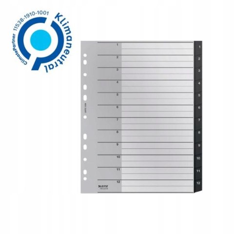 Przekładki Recycle 1 - 12, A4, PP, czarne 12090000 LEITZ Przekładki Recycle 1 - 12, A4, PP, czarne 12090000 LEITZ