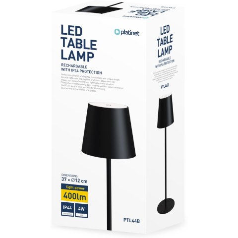 Lampka restauracyjno-barowa led PLATINET czarna 4W wodoodporna z akumulatorem 4000mAh (45925) Lampka restauracyjno-barowa led PLATINET czarna 4W wodoodporna z akumulatorem 4000mAh (45925)