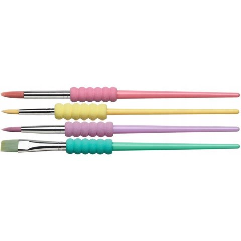 Pędzle szkolne z miękkim uchwytem 4szt. kolory pastelowe 481620 Faber-Castell Pędzle szkolne z miękkim uchwytem 4szt. kolory pastelowe 481620 Faber-Castell