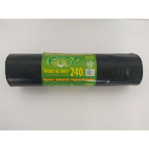 Worki na śmieci LDPE 240L czarne (10 szt) 90cm/140cm 50mic Worki na śmieci LDPE 240L czarne (10 szt) 90cm/140cm 50mic
