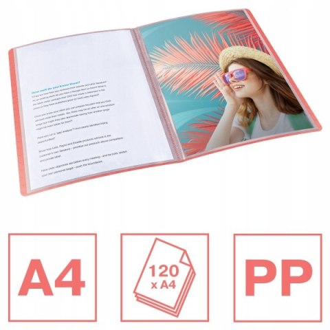 Album ofertowy Esselte Colour`Breeze z 60 koszulkami koralowy 628443 Album ofertowy Esselte Colour`Breeze z 60 koszulkami koralowy 628443