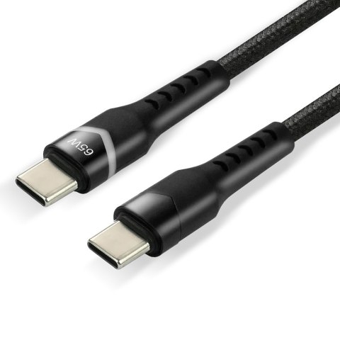 Kabel USB-C -> USB-C 1m 3A 60W pleciony czarny wtyczka z led RGB EVERACTIVE (CBB-1PDR) Kabel USB-C -> USB-C 1m 3A 60W pleciony czarny wtyczka z led RGB EVERACTIVE (CBB-1PDR)