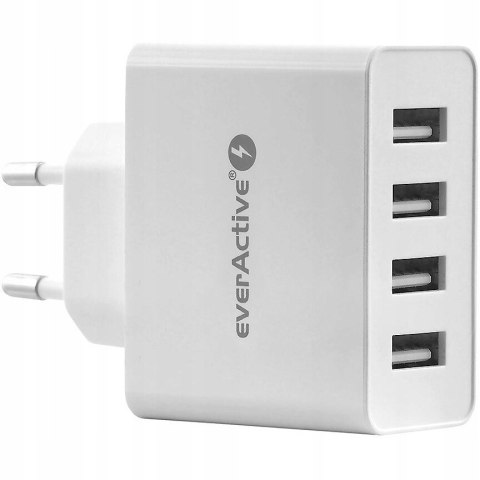 Ładowarka sieciowa 230V EVERACTIVE SC-400 4xUSB 5V 5A 25W biała Ładowarka sieciowa 230V EVERACTIVE SC-400 4xUSB 5V 5A 25W biała