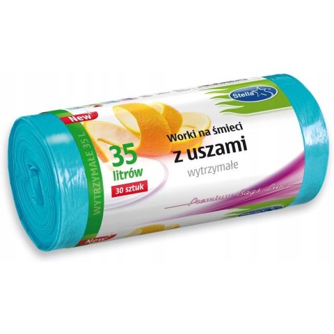 Worki na śmieci z uszami wytrzymałe 35L 30szt. niebieskie (HD-LD) STELLA ST1-WNS-9718V1 Worki na śmieci z uszami wytrzymałe 35L 30szt. niebieskie (HD-LD) STELLA ST1-WNS-9718V1