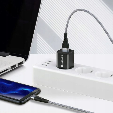 Kabel USB-A -> microUSB 1m 2,4A pleciony szary EVERACTIVE (CBB-1MG) Kabel USB-A -> microUSB 1m 2,4A pleciony szary EVERACTIVE (CBB-1MG)