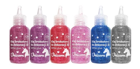 Klej brokatowy do dekoracji 3D 20ml UNICORN 24szt. INTERDRUK Klej brokatowy do dekoracji 3D 20ml UNICORN 24szt. INTERDRUK