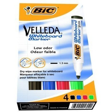 Marker VELLEDA 1701 suchościeralny 4 kolory BIC 904941 Marker VELLEDA 1701 suchościeralny 4 kolory BIC 904941