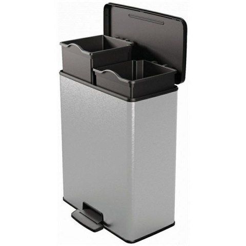 Kosz na śmieci CURVER DECO BIN z pedałem 26L+26L srebrny metalizowany 01129-C70-00 251002 Kosz na śmieci CURVER DECO BIN z pedałem 26L+26L srebrny metalizowany 01129-C70-00 251002