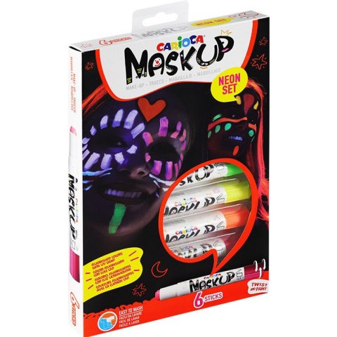 Kredki do twarzy CARIOCA MaskUP 6 kolorów neonowe (43156) 170-2607 Kredki do twarzy CARIOCA MaskUP 6 kolorów neonowe (43156) 170-2607