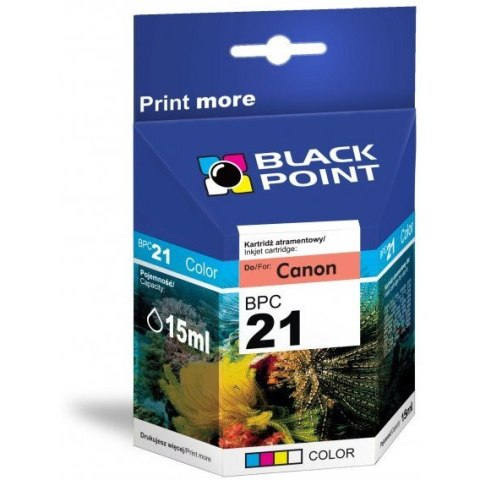 Tusz BLACK POINT (BPC21C) kolor 170str zamiennik CANON (BCI-21C) BJC2000/4000/5000 Tusz BLACK POINT (BPC21C) kolor 170str zamiennik CANON (BCI-21C) BJC2000/4000/5000