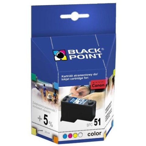 Tusz BLACK POINT (BPC51) kolor 595str zamiennik CANON (CL-51/0618B001) IP2200/6210/6220/MP150/160 Tusz BLACK POINT (BPC51) kolor 595str zamiennik CANON (CL-51/0618B001) IP2200/6210/6220/MP150/160
