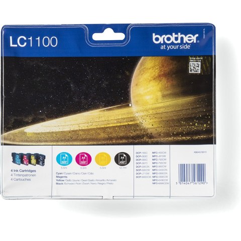 Tusz BROTHER (LC1100VALBP) cza+nie+pur+żół (4szt) Tusz BROTHER (LC1100VALBP) cza+nie+pur+żół (4szt)