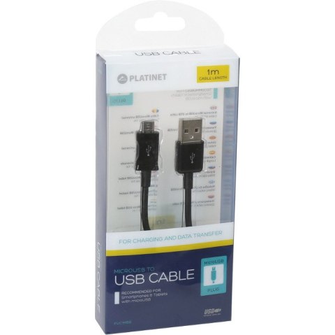 Kabel USB-A -> microUSB 1m 2A czarny PLATINET MUD (42868) Kabel USB-A -> microUSB 1m 2A czarny PLATINET MUD (42868)