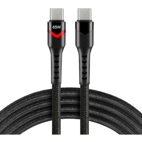 Kabel USB-C -> USB-C 3m 2,25A 45W pleciony czarny wtyczka z led RGB EVERACTIVE (CBB-3PDR) Kabel USB-C -> USB-C 3m 2,25A 45W pleciony czarny wtyczka z led RGB EVERACTIVE (CBB-3PDR)