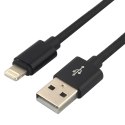 Kabel USB -> Lightning 2m 2,4A pleciony czarny EVERACTIVE (CBB-2IB)