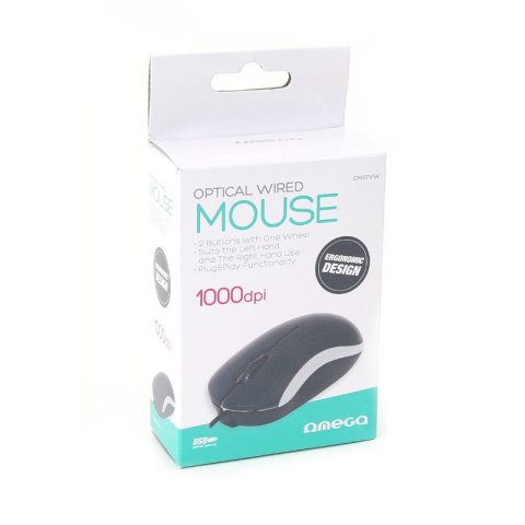 Mysz OMEGA optyczna 3D 1000dpi USB Value Line V2 czarno-biała (43212) Mysz OMEGA optyczna 3D 1000dpi USB Value Line V2 czarno-biała (43212)