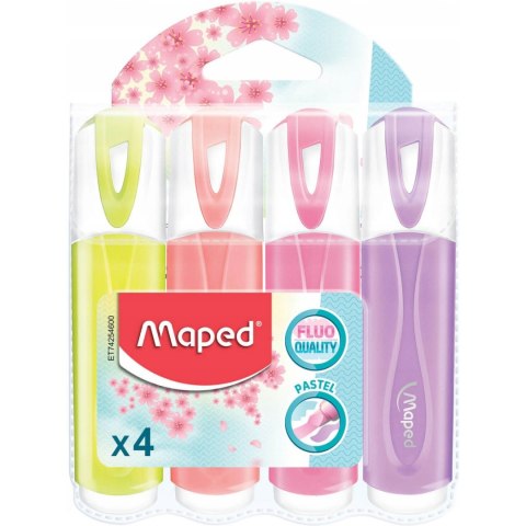 Zakreślacz fluo peps pastel mix kolorów 4 szt etui pud. z zaw 742546 MAPED Zakreślacz fluo peps pastel mix kolorów 4 szt etui pud. z zaw 742546 MAPED