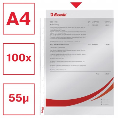 Koszulki krystaliczne A4 ESSELTE 55 mic. w pudełku (100szt.) 56066 Koszulki krystaliczne A4 ESSELTE 55 mic. w pudełku (100szt.) 56066