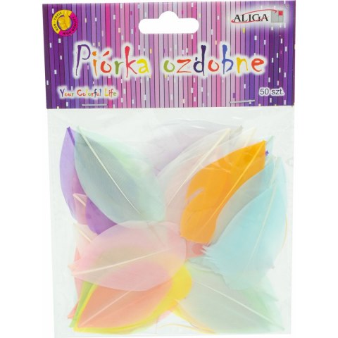 Piórka pastelowe mix 4-8 cm (50 szt.) P-3288 ALIGA Piórka pastelowe mix 4-8 cm (50 szt.) P-3288 ALIGA