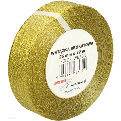 Wstążka brokatowa złota 25mm WB25-1 BREWIS Wstążka brokatowa złota 25mm WB25-1 BREWIS